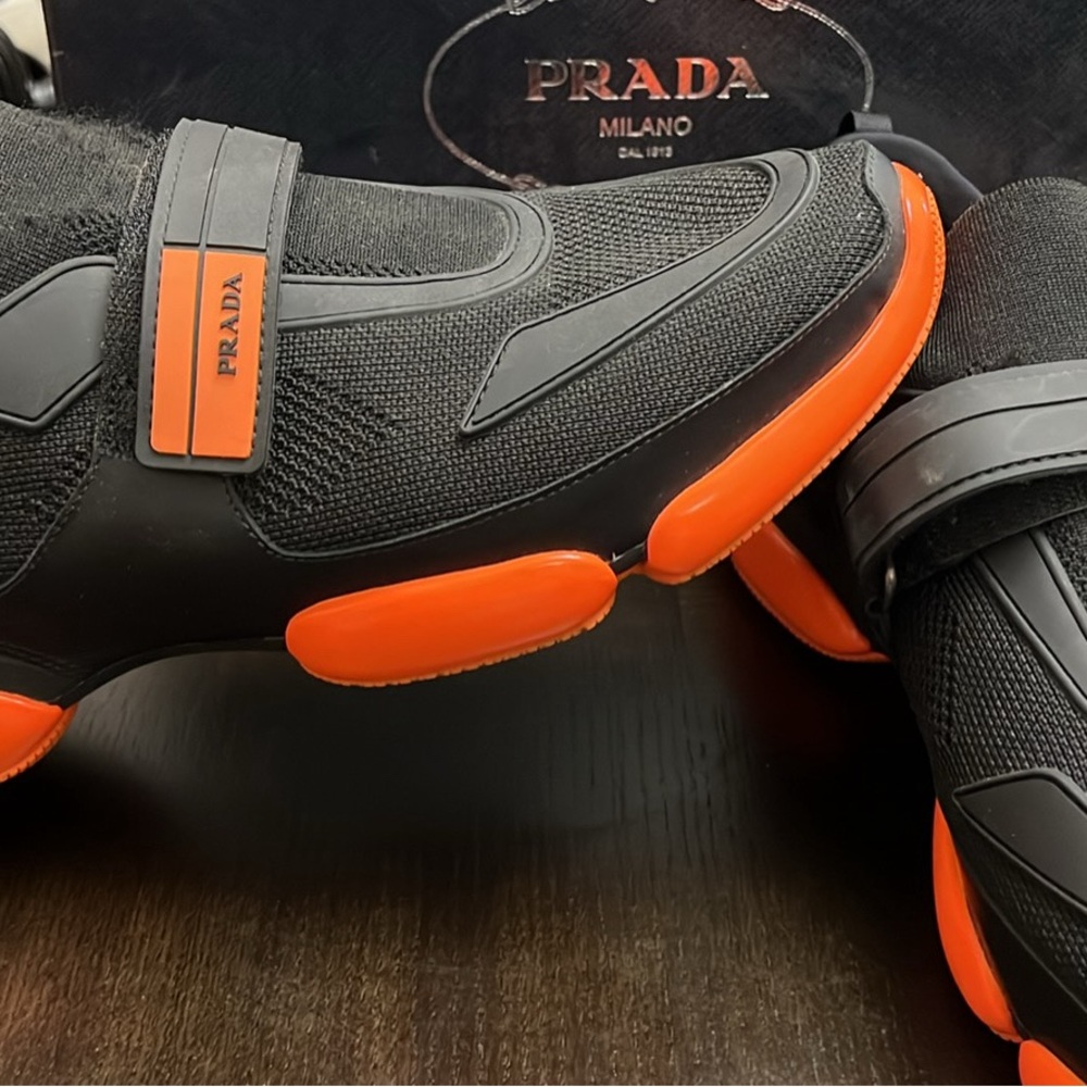 Prada Black and Orange Athletic Shoes